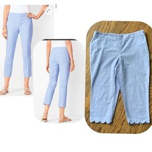 10p Talbots chambray crop pants with scallop detail